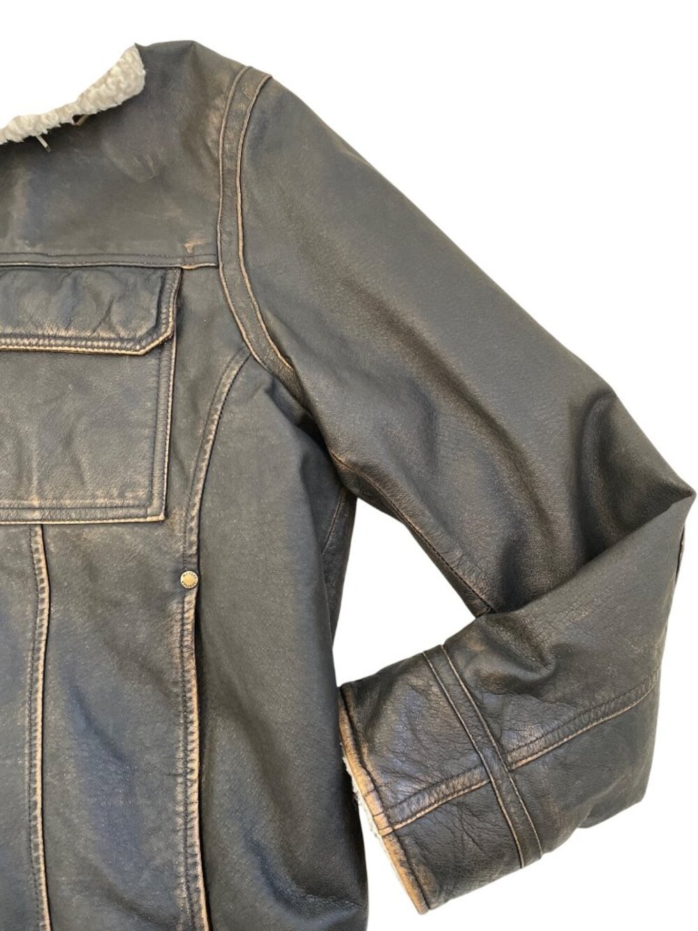 Wilson's Leather 100% Amelia Earhart Aviator Bomber Jacket Large Faux Fur - Picture 5 of 16